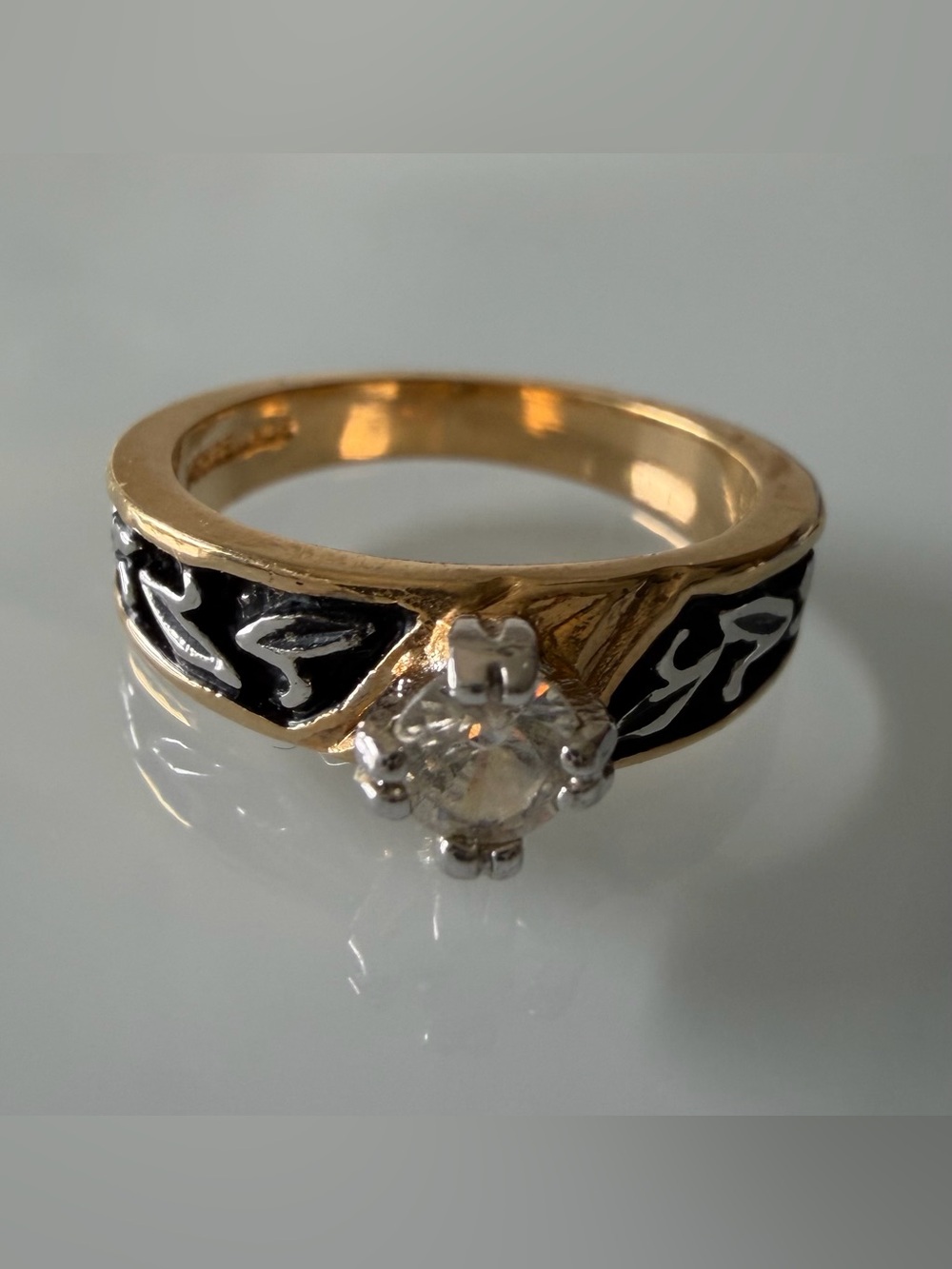 14k HGE Gold with Black Accent Solitaire Ring